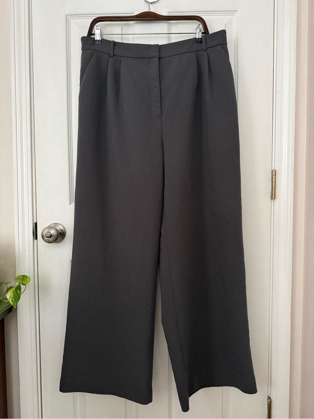 Open Edit Charcoal Gray Wide Leg Trouser Pants Office Career Workwear Size 16